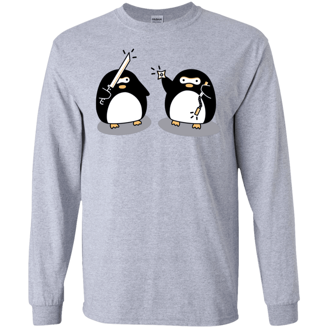 T-Shirts Sport Grey / S Cute Ninja Penguins Men's Long Sleeve T-Shirt