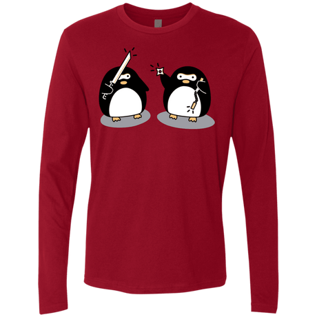 T-Shirts Cardinal / S Cute Ninja Penguins Men's Premium Long Sleeve