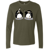 T-Shirts Military Green / S Cute Ninja Penguins Men's Premium Long Sleeve