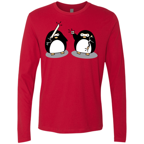 T-Shirts Red / S Cute Ninja Penguins Men's Premium Long Sleeve