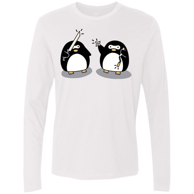 T-Shirts White / S Cute Ninja Penguins Men's Premium Long Sleeve