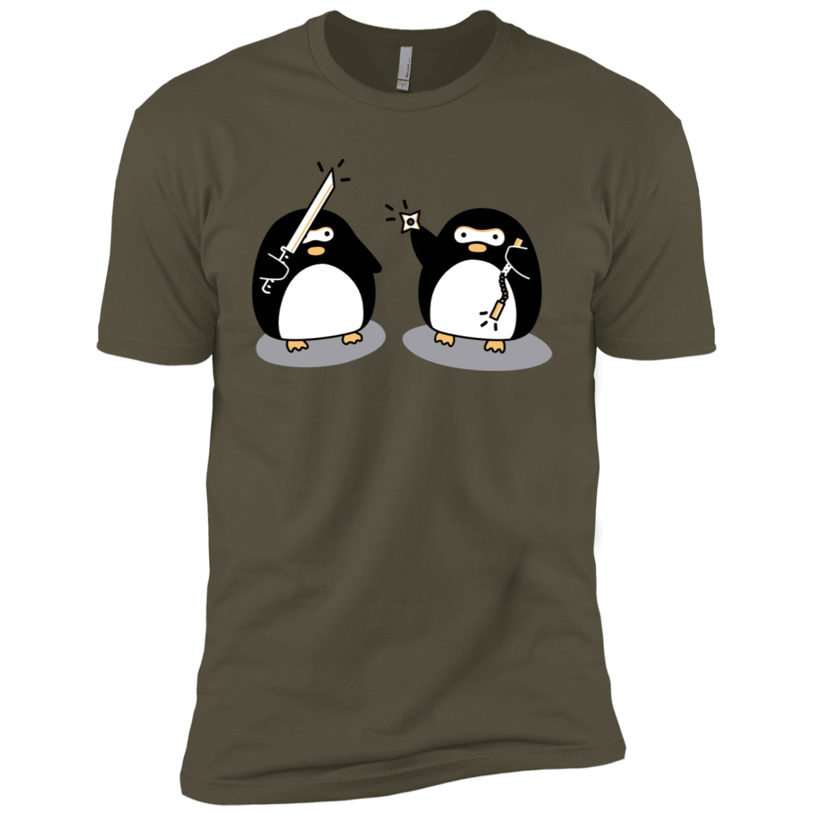 T-Shirts Military Green / X-Small Cute Ninja Penguins Men's Premium T-Shirt