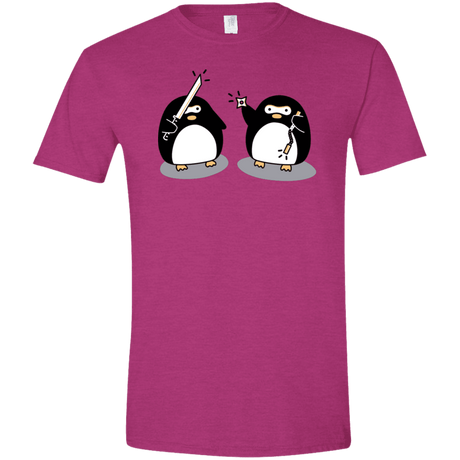 T-Shirts Antique Heliconia / S Cute Ninja Penguins Men's Semi-Fitted Softstyle