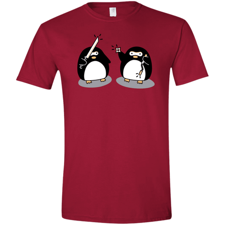 T-Shirts Cardinal Red / S Cute Ninja Penguins Men's Semi-Fitted Softstyle