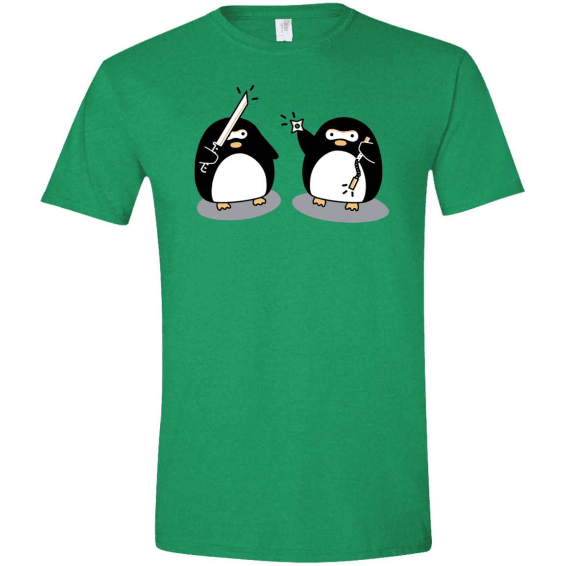 T-Shirts Heather Irish Green / M Cute Ninja Penguins Men's Semi-Fitted Softstyle