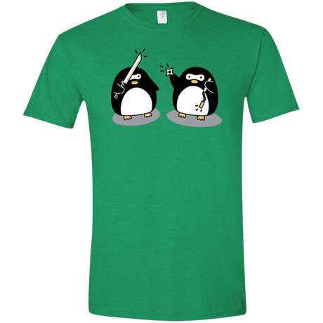 T-Shirts Heather Irish Green / M Cute Ninja Penguins Men's Semi-Fitted Softstyle