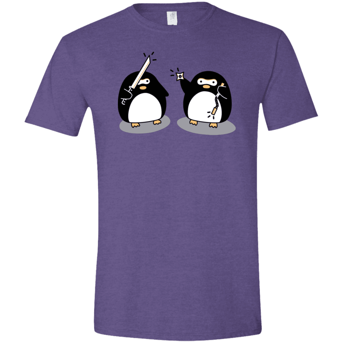 T-Shirts Heather Purple / S Cute Ninja Penguins Men's Semi-Fitted Softstyle