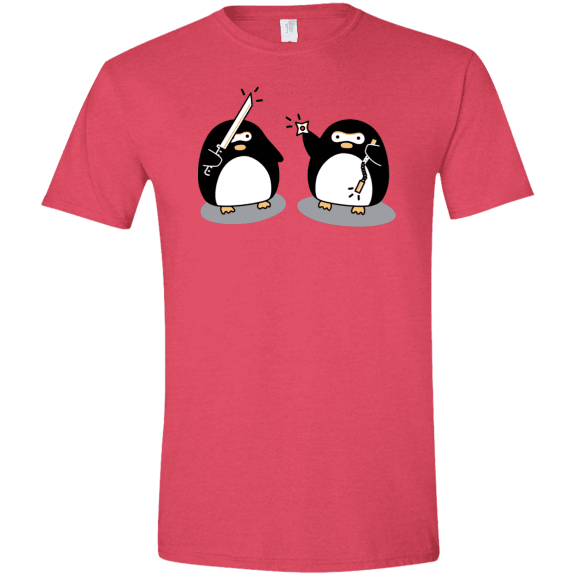 T-Shirts Heather Red / S Cute Ninja Penguins Men's Semi-Fitted Softstyle