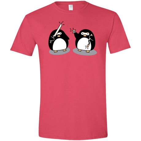 T-Shirts Heather Red / S Cute Ninja Penguins Men's Semi-Fitted Softstyle