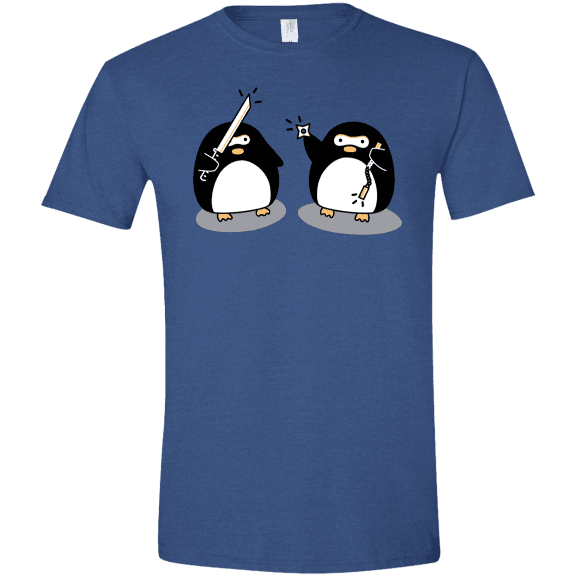 T-Shirts Heather Royal / X-Small Cute Ninja Penguins Men's Semi-Fitted Softstyle