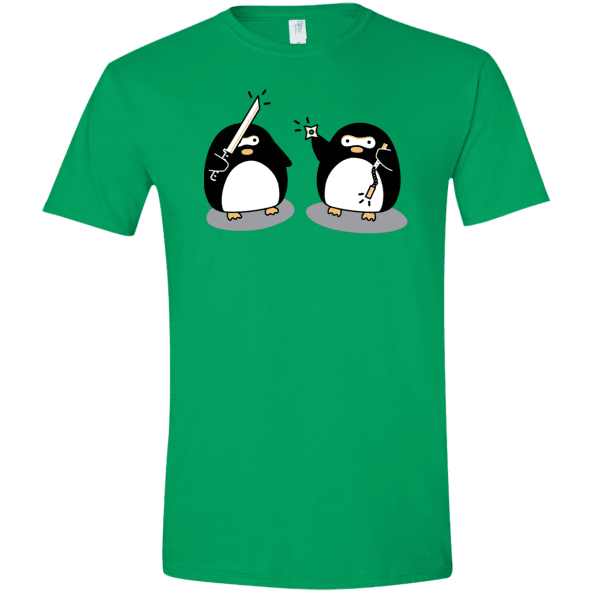 T-Shirts Irish Green / S Cute Ninja Penguins Men's Semi-Fitted Softstyle