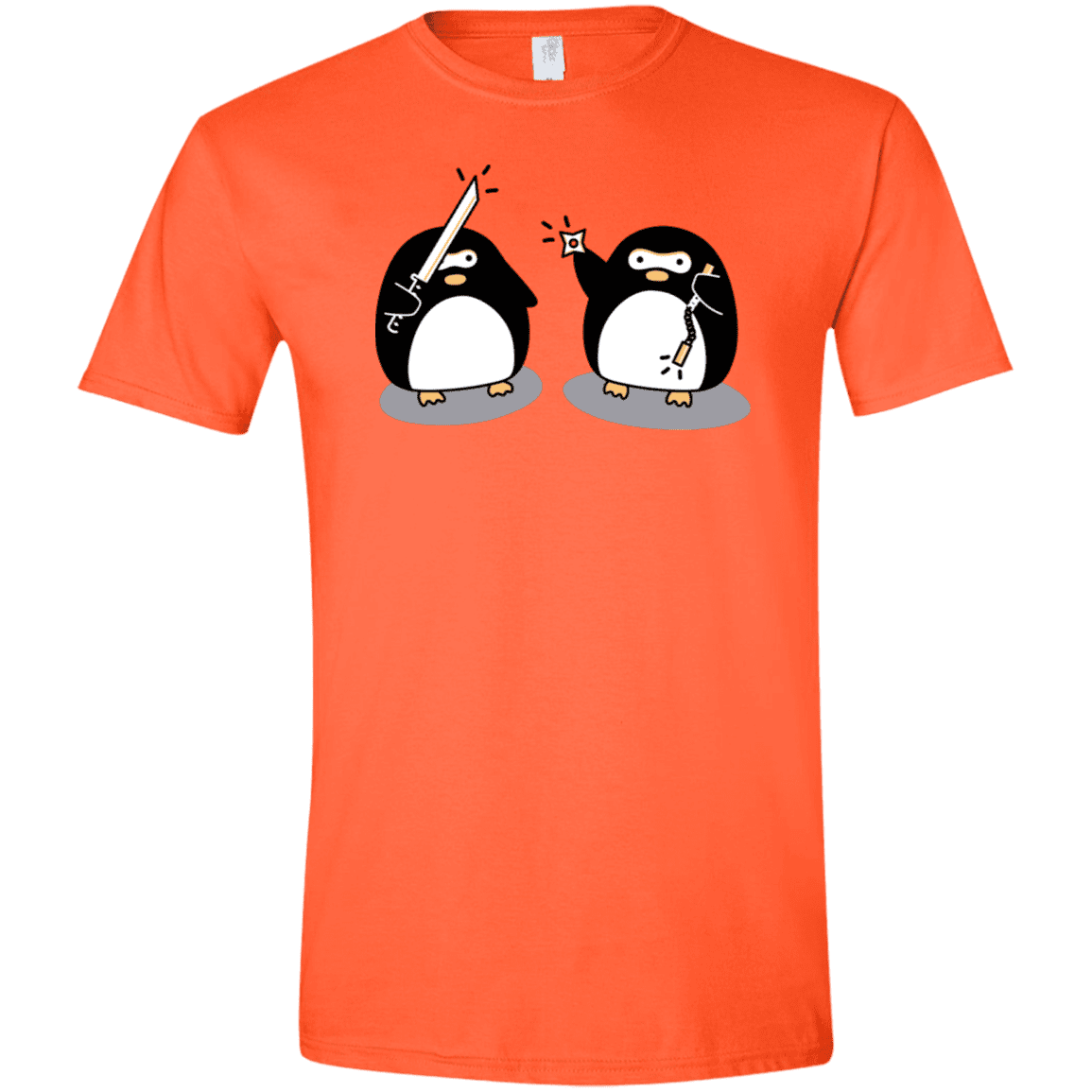 T-Shirts Orange / S Cute Ninja Penguins Men's Semi-Fitted Softstyle