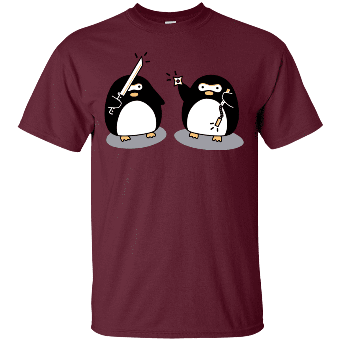 T-Shirts Maroon / S Cute Ninja Penguins T-Shirt
