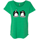 T-Shirts Envy / X-Small Cute Ninja Penguins Triblend Dolman Sleeve