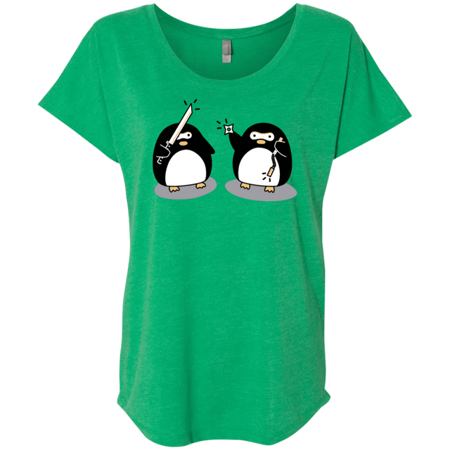 T-Shirts Envy / X-Small Cute Ninja Penguins Triblend Dolman Sleeve
