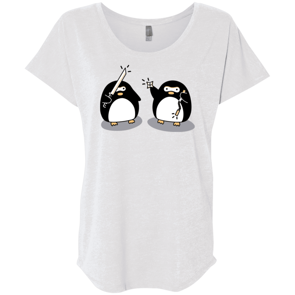 T-Shirts Heather White / X-Small Cute Ninja Penguins Triblend Dolman Sleeve