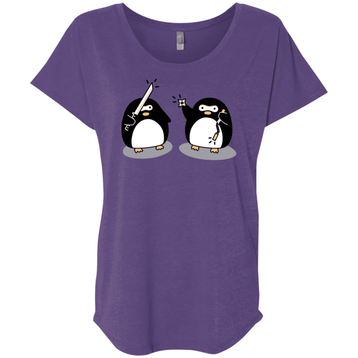 T-Shirts Purple Rush / X-Small Cute Ninja Penguins Triblend Dolman Sleeve