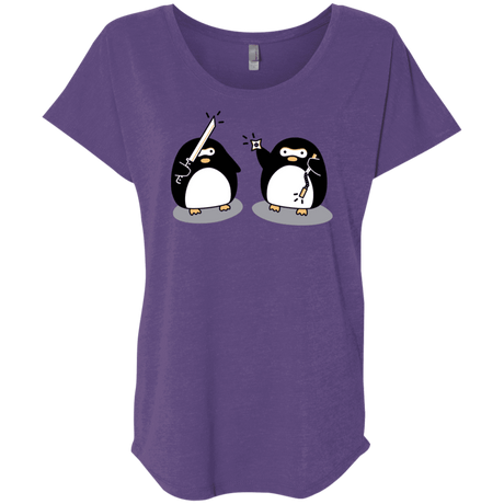 T-Shirts Purple Rush / X-Small Cute Ninja Penguins Triblend Dolman Sleeve