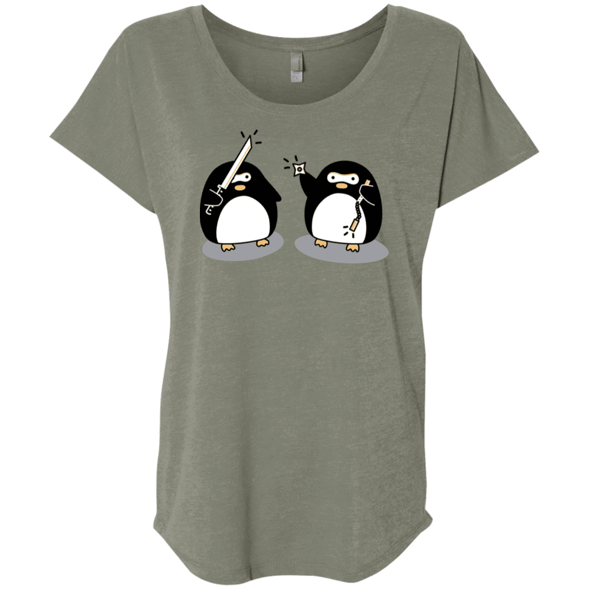 T-Shirts Venetian Grey / X-Small Cute Ninja Penguins Triblend Dolman Sleeve