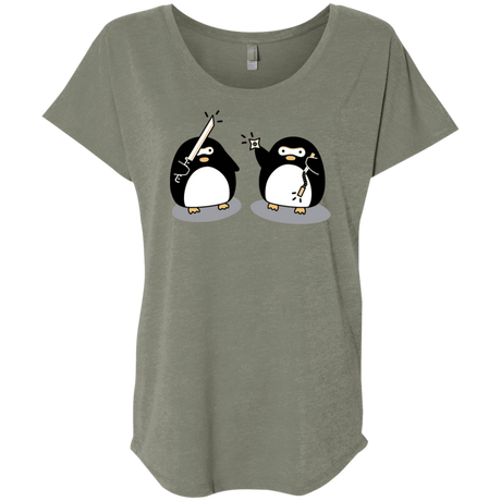 T-Shirts Venetian Grey / X-Small Cute Ninja Penguins Triblend Dolman Sleeve