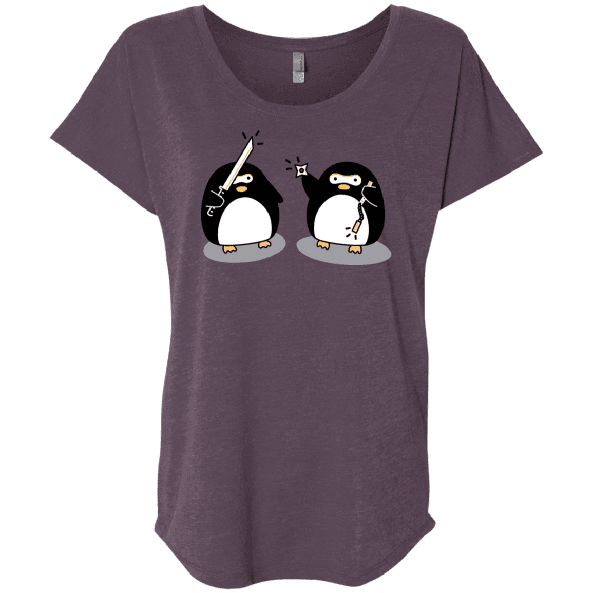 T-Shirts Vintage Purple / X-Small Cute Ninja Penguins Triblend Dolman Sleeve