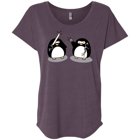 T-Shirts Vintage Purple / X-Small Cute Ninja Penguins Triblend Dolman Sleeve