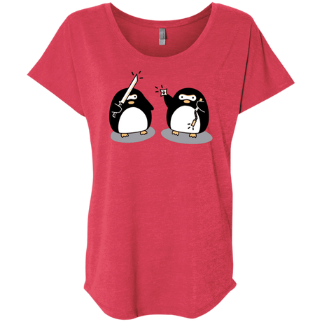 T-Shirts Vintage Red / X-Small Cute Ninja Penguins Triblend Dolman Sleeve