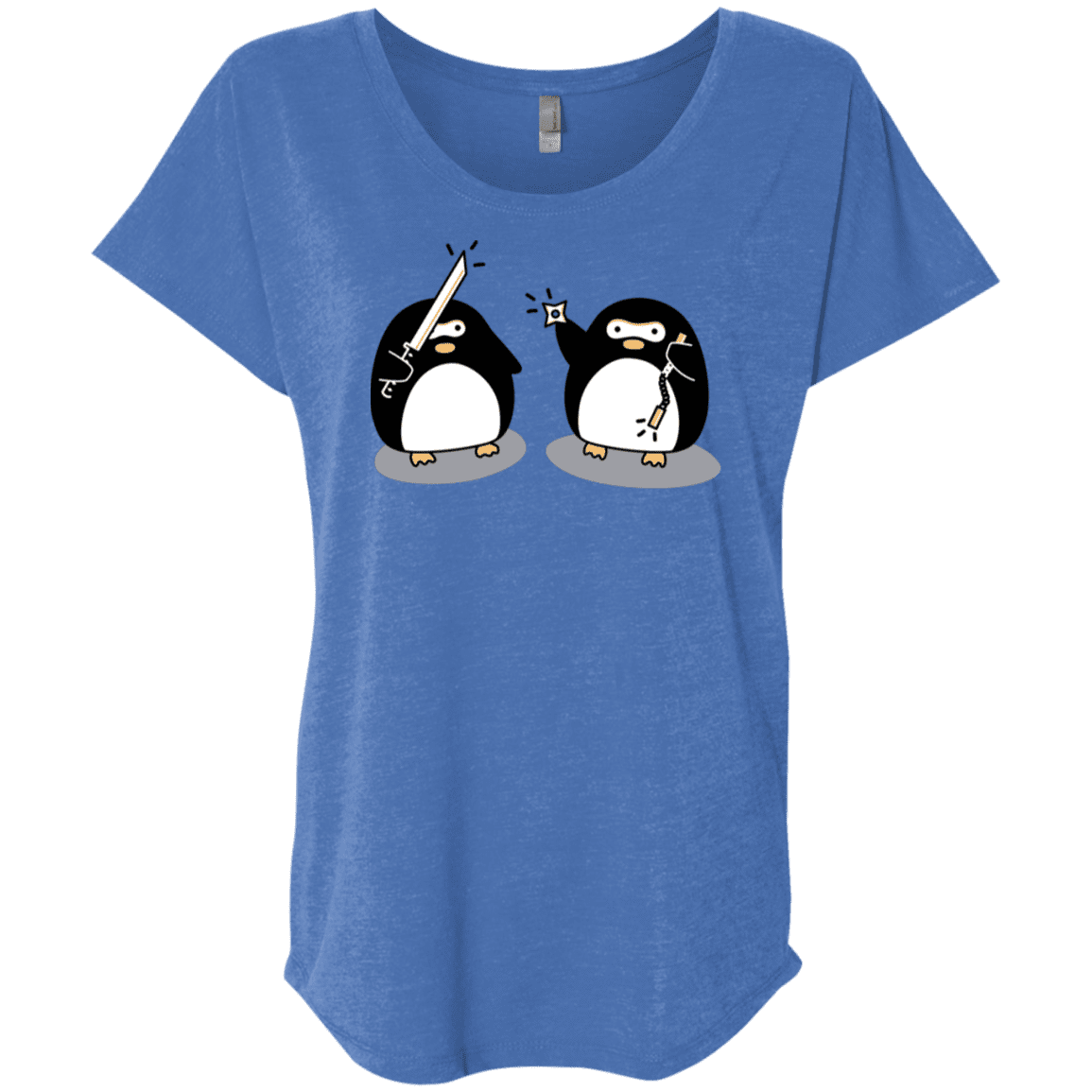 T-Shirts Vintage Royal / X-Small Cute Ninja Penguins Triblend Dolman Sleeve