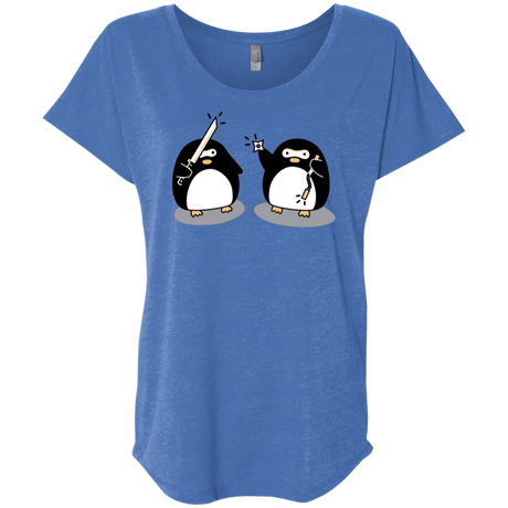 T-Shirts Vintage Royal / X-Small Cute Ninja Penguins Triblend Dolman Sleeve