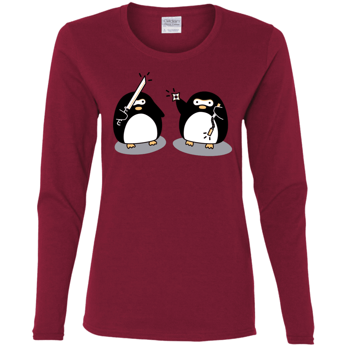 T-Shirts Cardinal / S Cute Ninja Penguins Women's Long Sleeve T-Shirt