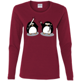 T-Shirts Cardinal / S Cute Ninja Penguins Women's Long Sleeve T-Shirt