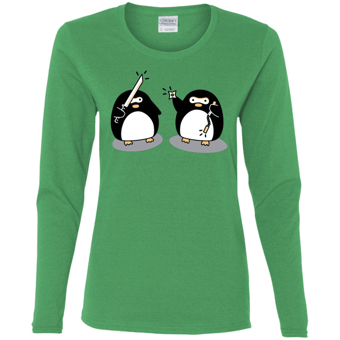 T-Shirts Irish Green / S Cute Ninja Penguins Women's Long Sleeve T-Shirt