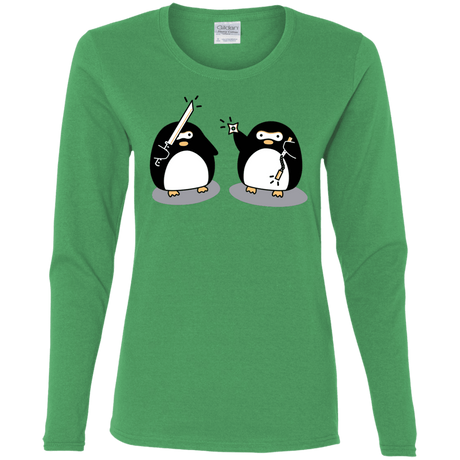 T-Shirts Irish Green / S Cute Ninja Penguins Women's Long Sleeve T-Shirt