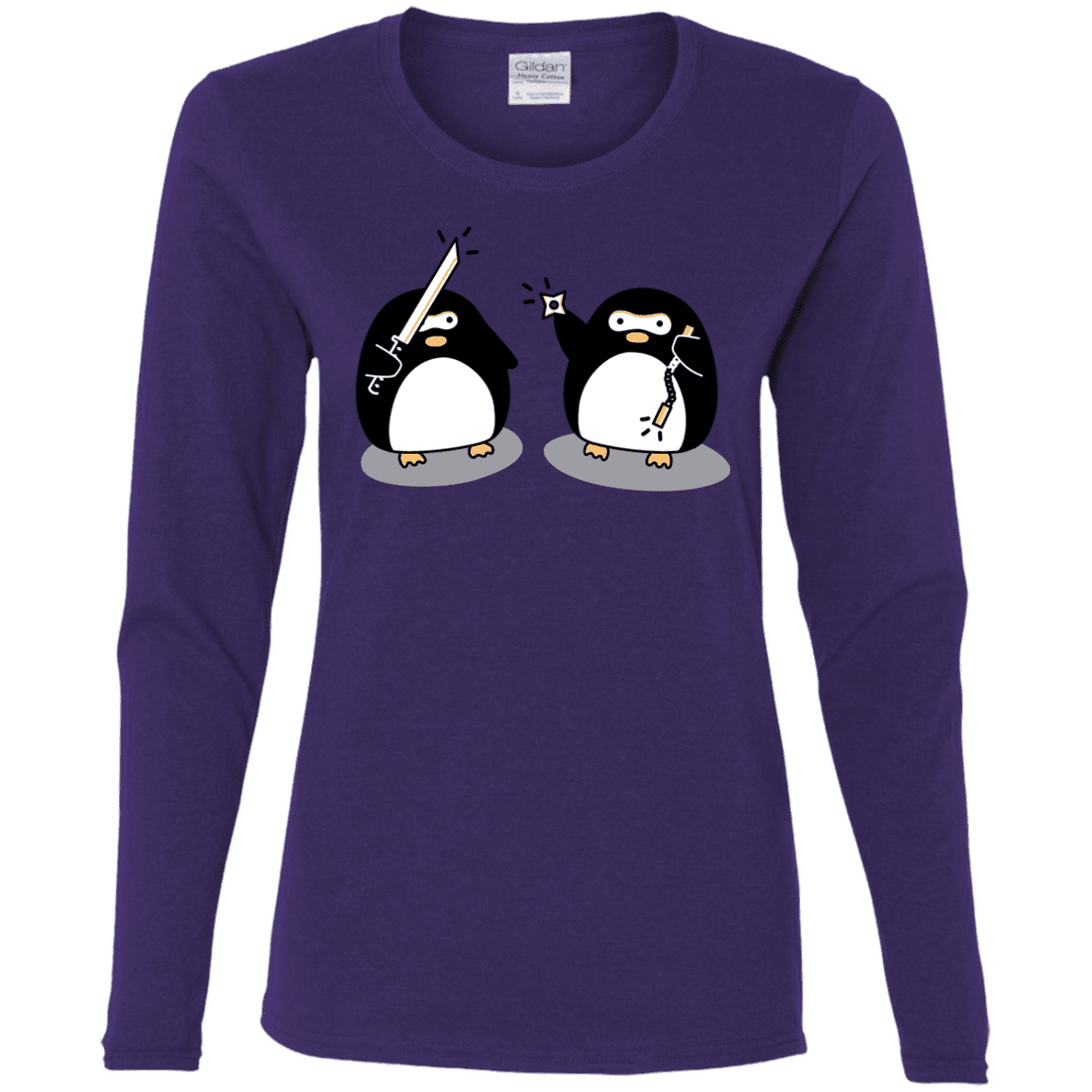 T-Shirts Purple / S Cute Ninja Penguins Women's Long Sleeve T-Shirt