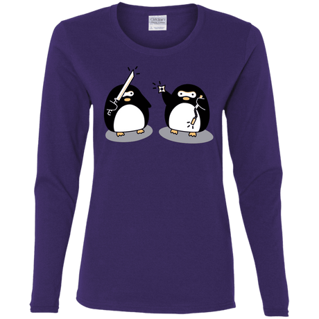 T-Shirts Purple / S Cute Ninja Penguins Women's Long Sleeve T-Shirt