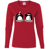 T-Shirts Red / S Cute Ninja Penguins Women's Long Sleeve T-Shirt