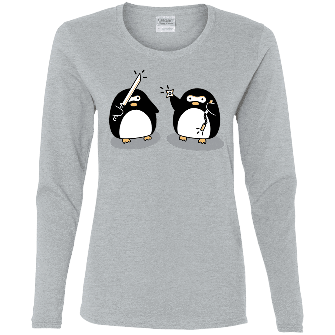 T-Shirts Sport Grey / S Cute Ninja Penguins Women's Long Sleeve T-Shirt