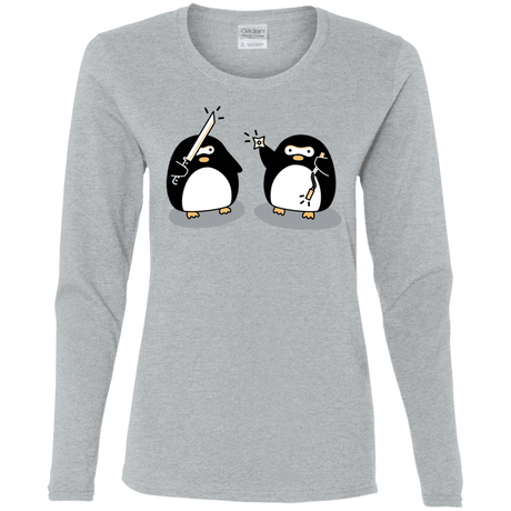 T-Shirts Sport Grey / S Cute Ninja Penguins Women's Long Sleeve T-Shirt