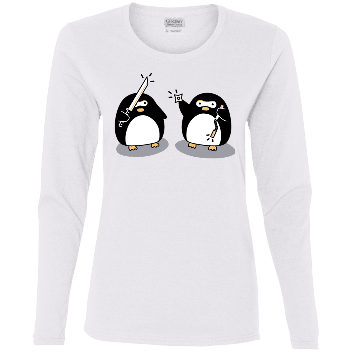 T-Shirts White / S Cute Ninja Penguins Women's Long Sleeve T-Shirt