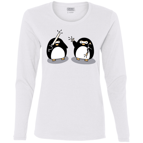 T-Shirts White / S Cute Ninja Penguins Women's Long Sleeve T-Shirt