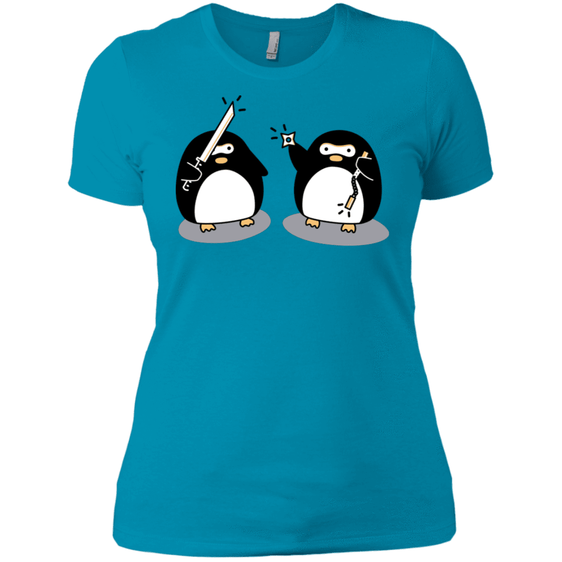 T-Shirts Turquoise / X-Small Cute Ninja Penguins Women's Premium T-Shirt