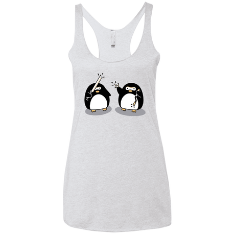 T-Shirts Heather White / X-Small Cute Ninja Penguins Women's Triblend Racerback Tank