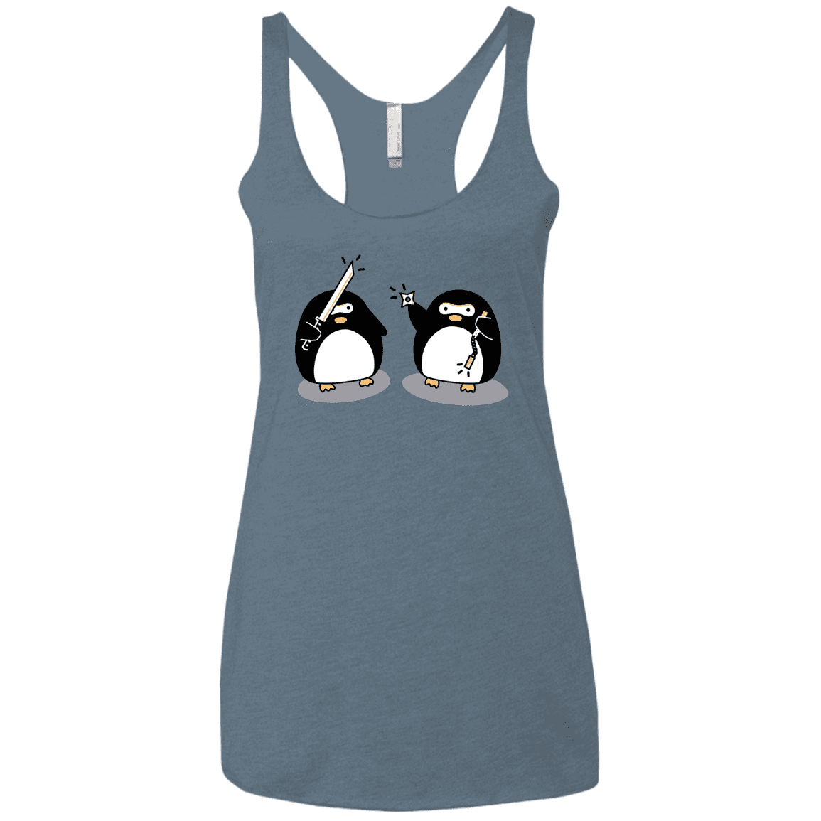 T-Shirts Indigo / X-Small Cute Ninja Penguins Women's Triblend Racerback Tank