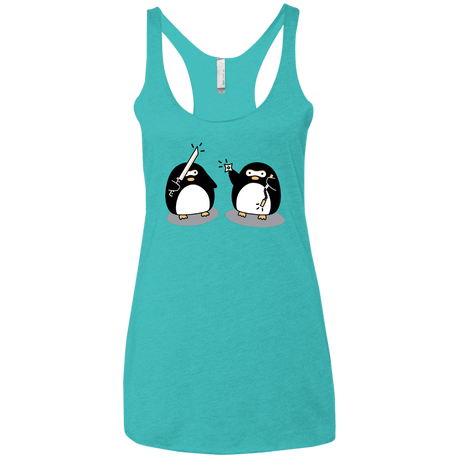 T-Shirts Tahiti Blue / X-Small Cute Ninja Penguins Women's Triblend Racerback Tank