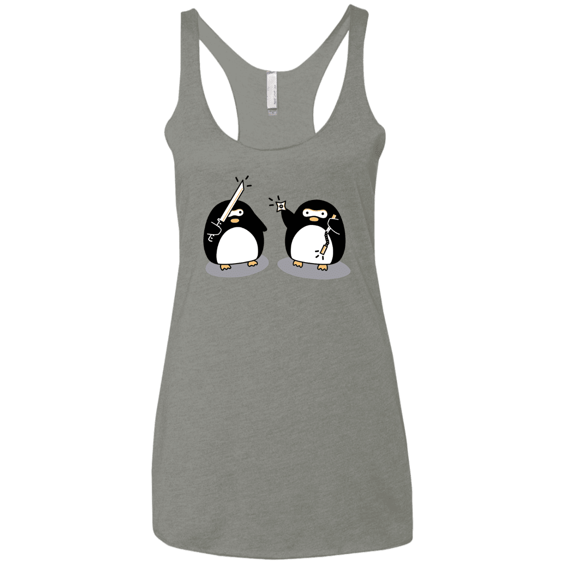 T-Shirts Venetian Grey / X-Small Cute Ninja Penguins Women's Triblend Racerback Tank
