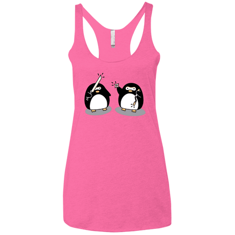 T-Shirts Vintage Pink / X-Small Cute Ninja Penguins Women's Triblend Racerback Tank