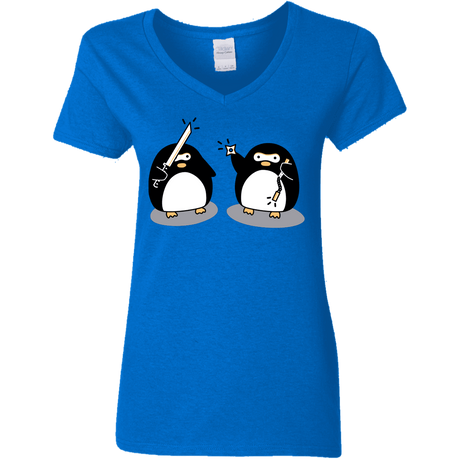 T-Shirts Royal / S Cute Ninja Penguins Women's V-Neck T-Shirt