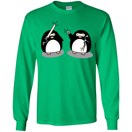T-Shirts Irish Green / YS Cute Ninja Penguins Youth Long Sleeve T-Shirt