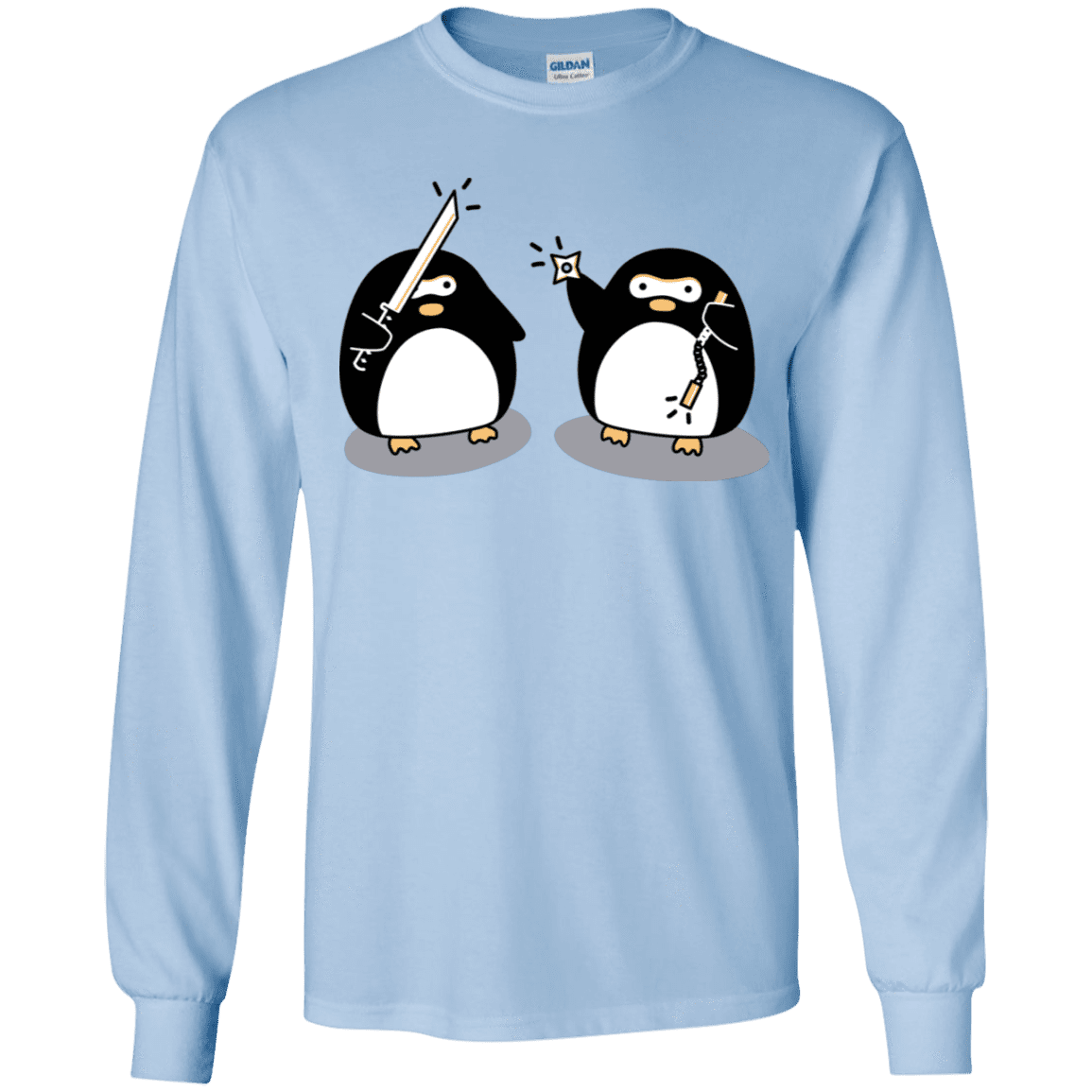 T-Shirts Light Blue / YS Cute Ninja Penguins Youth Long Sleeve T-Shirt