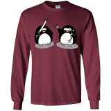 T-Shirts Maroon / YS Cute Ninja Penguins Youth Long Sleeve T-Shirt